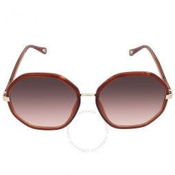 Gradient Red Brown Geometric Ladies Sunglasses