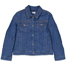 Kids Faux Fur Collar Denim Jacket, Size 8Y