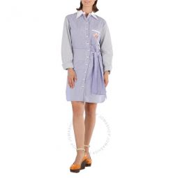 Ladies Blue / White Striped Shirt Dress, Brand Size 40 (US Size 8)