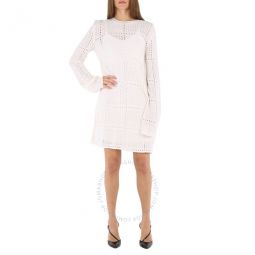 Ladies Cloudy White Long-Sleeve Mini Dress, Size Medium