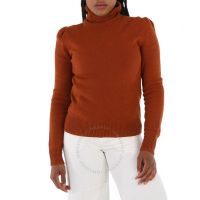 Ladies Cognac Brown Turtleneck Cashmere Sweater, Size Medium
