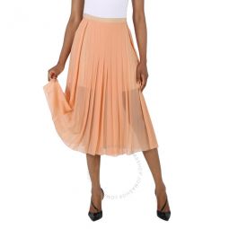 Ladies Dusty Coral Pleated Midi Skirt, Brand Size 38 (US Size 6)