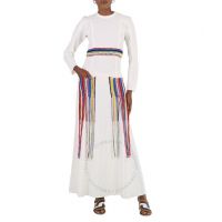 Ladies Iconic Milk Crochet-Detail Long Dress, Brand Size 38 (US Size 6)