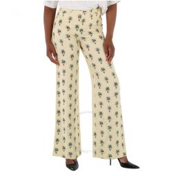 Ladies Soft Powder Crepe Floral Pants, Brand Size 40 (US Size 8)