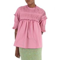 Ladies Velvety Pink Ruffle Top, Brand Size 38 (US Size 6)