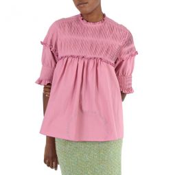Ladies Velvety Pink Ruffle Top, Brand Size 38 (US Size 6)