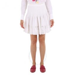 Ladies White Pleated Mini Skirt, Brand Size 36 (US Size 4)