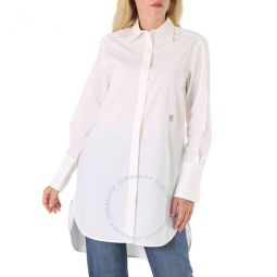 Ladies White Poplin Long-cut Shirt, Brand Size 34 (US Size 0)