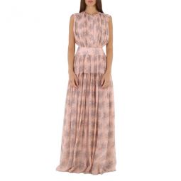 Ladies Wild Pink Long Dress With Print, Brand Size 36 US Size 4)