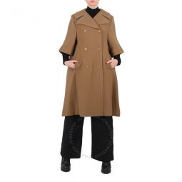 Utilitarian Double-breasted Cropped Sleeves Coat, Brand Size 36 (US Size 2)
