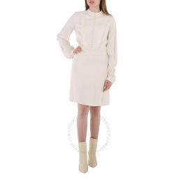 White Buttoned Long-sleeve Dress, Brand Size 38 (US Size 4)