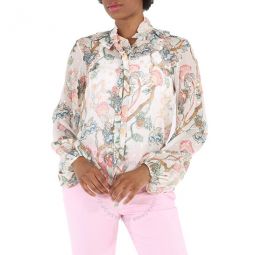 White Printed Blouse, Brand Size 34 (US Size 0)
