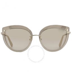 Smoke Gradient Mirror Silver Cat Eye Titanium Ladies Sunglasses