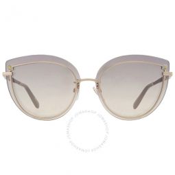 Smoke Gradient Mirror Silver Cat Eye Titanium Ladies Sunglasses