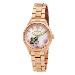 Automatic Crystal White Dial Ladies Watch