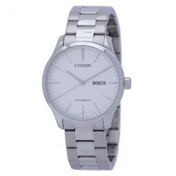 Automatic White Dial Mens Silver-toned Watch