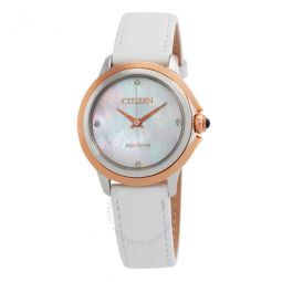 Ceci Eco-Drive Diamond Mother of Pearl Dial Ladies Watch
