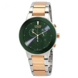 Chronograph GMT Eco-Drive Green Dial Mens Watch