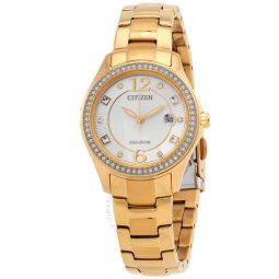 Crystal Eco-Drive Champagne Dial Ladies Watch