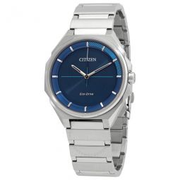 Eco-Drive Blue Dial Stainless Steel Mens Watch
