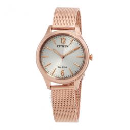 Eco-Drive Champagne Dial Stainless Steel Mesh Ladies Watch