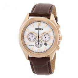 Eco-Drive Chronograph Ivory White Dial Mens Watch