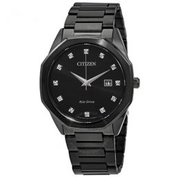 Eco-Drive Octagon Diamond Black Dial Watch