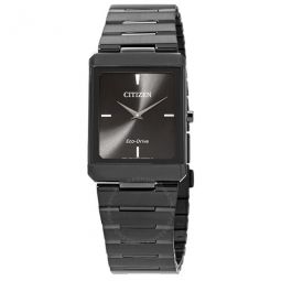 Eco-Drive Stiletto Black Dial Black Ion-plated Unisex Watch