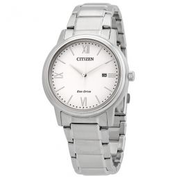 Eco-Drive White Dial Stainless Steel Mens Watch
