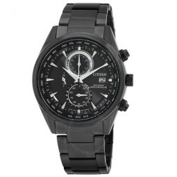 Perpetual Alarm World Time Chronograph GMT Black Dial Mens Watch