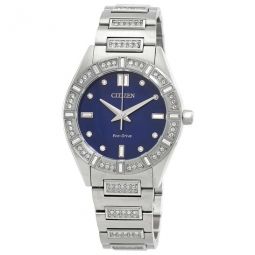 Silhouette Crystal Eco-Drive Blue Dial Ladies Watch