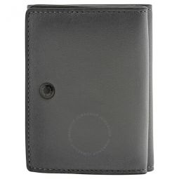 Mens Trifold Compact Leather Wallet In Grey