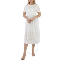 Girl White Ruffled Cotton-poplin Dress, Size Large