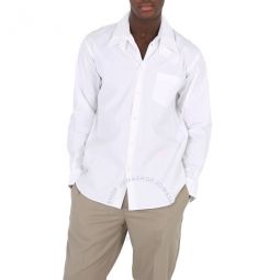 Long Sleeve Double Collar Shirt In White, Size Large