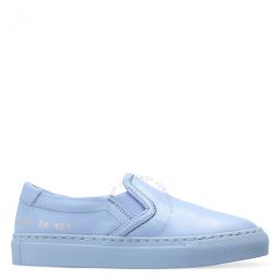 Kids Blue Leather Slip On Sneakers, Brand Size 30 (13 Little Kids)