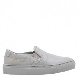 Kids Grey Leather Slip On Sneakers, Brand Size 30 (13 Little Kids)