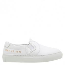 Kids White Leather Slip On Sneakers, Brand Size 29 (12 Little Kids)
