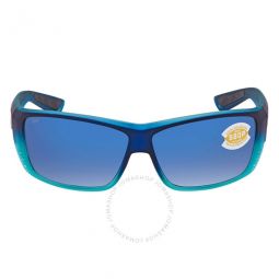 CAT CAY Blue Mirror Polarized Polycarbonate Rectangular Unisex Sunglasses AT 73 OBMP 59