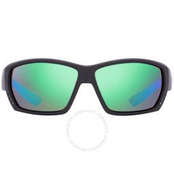 Green Mirror Rectangular Mens Sunglasses