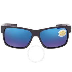 HALF MOON Blue Mirror Polarized Polycarbonate Mens Sunglasses
