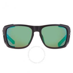 King Tide 6 Green Mirror Polarized Glass Wrap Mens Sunglasses