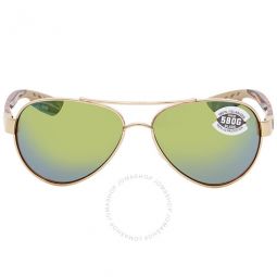 LORETO Green Mirror Polarized Glass Ladies Sunglasses LR 64 OGMGLP 56