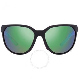 Mayfly Green Mirror Polarized Glass Cat Eye Ladies Sunglasses