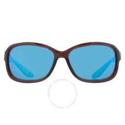 Seadrift Blue Mirror Polarized Glass Rectangular Ladies Sunglasses