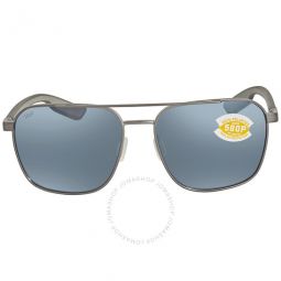 WADER Grey Silver Mirror Polarized Polycarbonate Mens Sunglasses