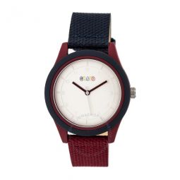 Pleasant Silver Dial Navy and Maroon Leatherette Watch