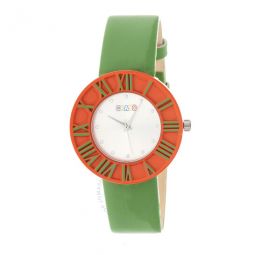Prestige Silver Dial Green Polyurethane Watch
