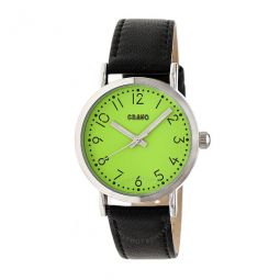 Pride Lime Dial Black Leather Watch
