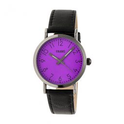 Pride Purple Dial Black Leather Watch
