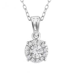 Diamond Muse 0.10 cttw White Gold Over Sterling Silver Round Diamond Stud Necklace for Women